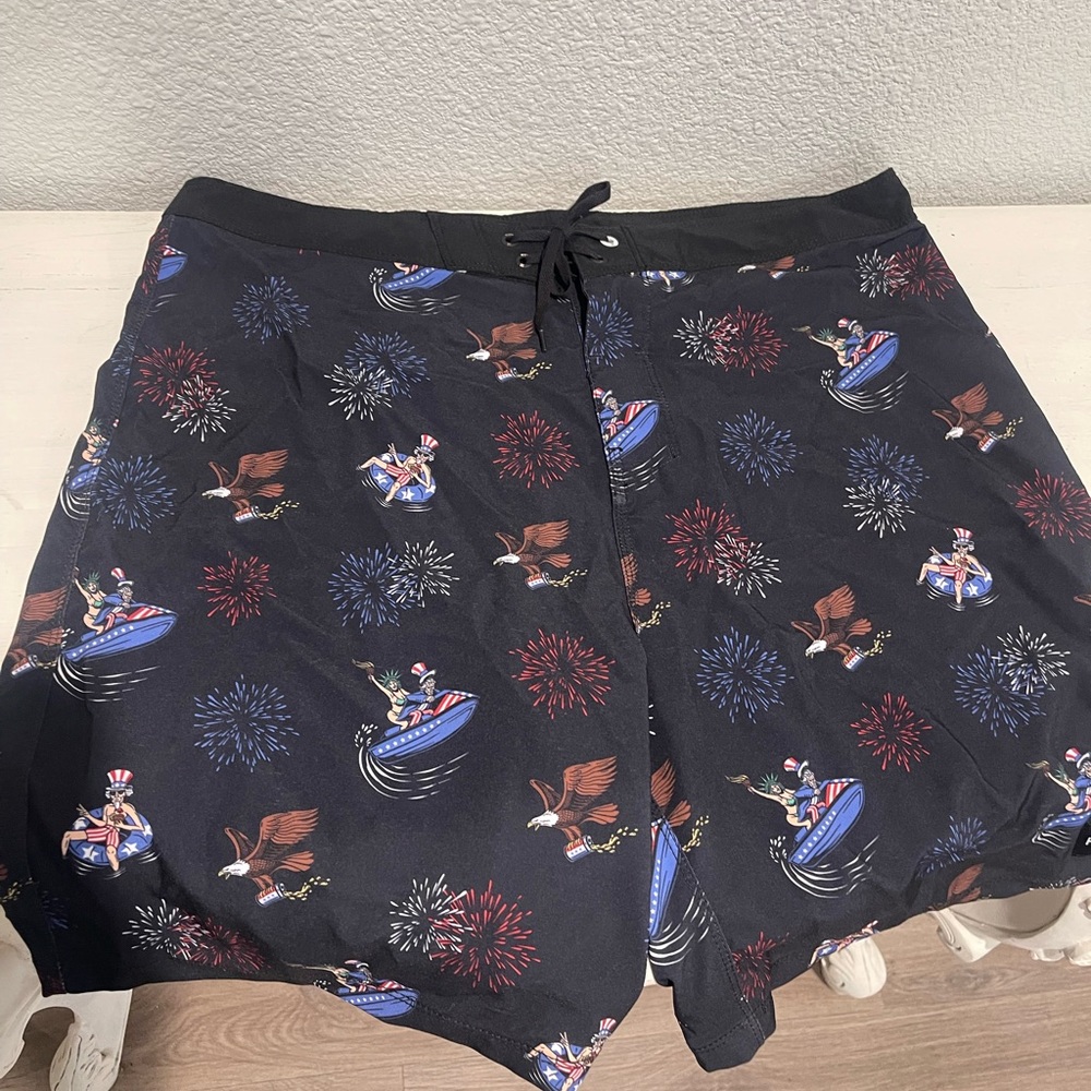 Hurley Navy Blue Swim Shorts with Patriotic Design